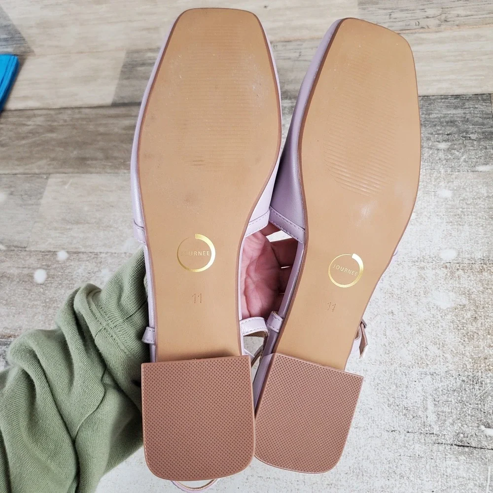 Journee Gretchenn Flats Womens Sz 11 Lavender Square Toe Double-Buckle‎ Straps